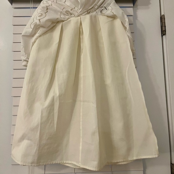 A. Peach Floral Lace Midi Skirt A-Line Size M White Milkmaid Bridal Modest Angel - Picture 6 of 16